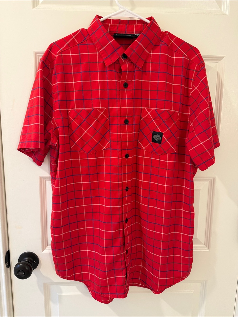 Harley-Davidson Bar & Shield Red Plaid Short-Sleeve Button-Down Shirt